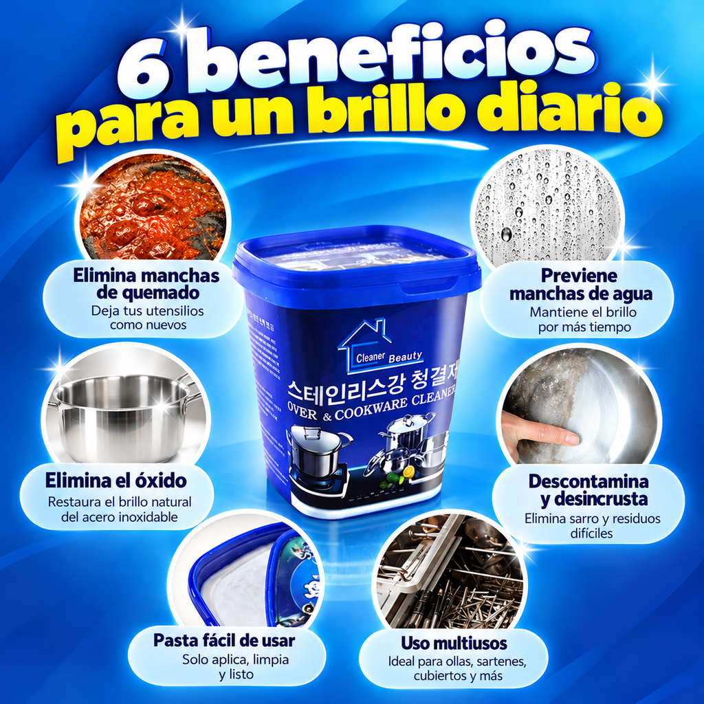 Pasta Removedora de Quemado y Óxido para Ollas – 2x1 (2 frascos de 500 g)